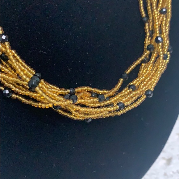Black Agate and Gold seed bead necklace - Picture 3 of 3